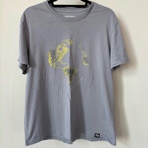 Publicwill Gray World Map Short Sleeve Shirt Size‎ XL